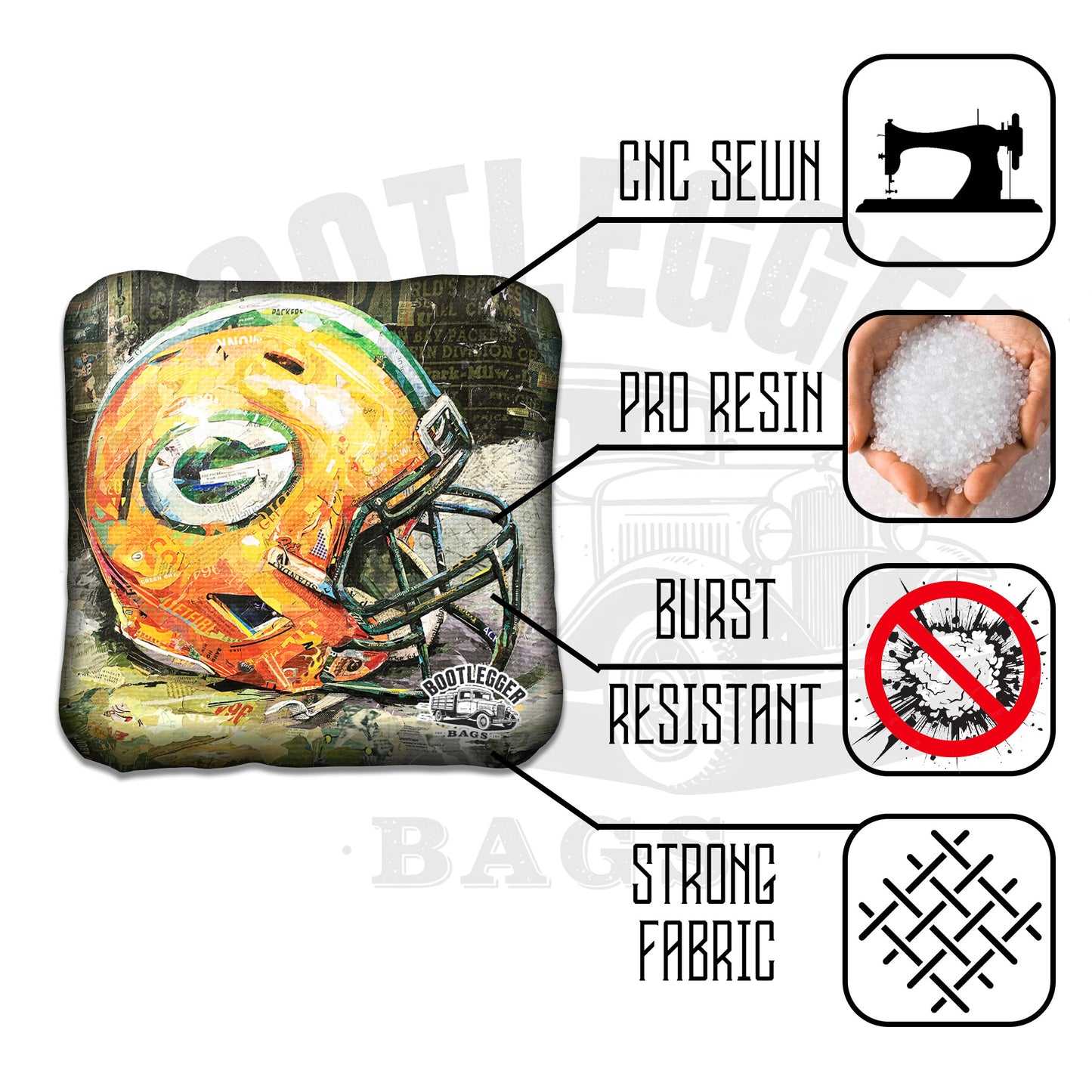 Green Bay Packers Fan Art Cornhole Bags