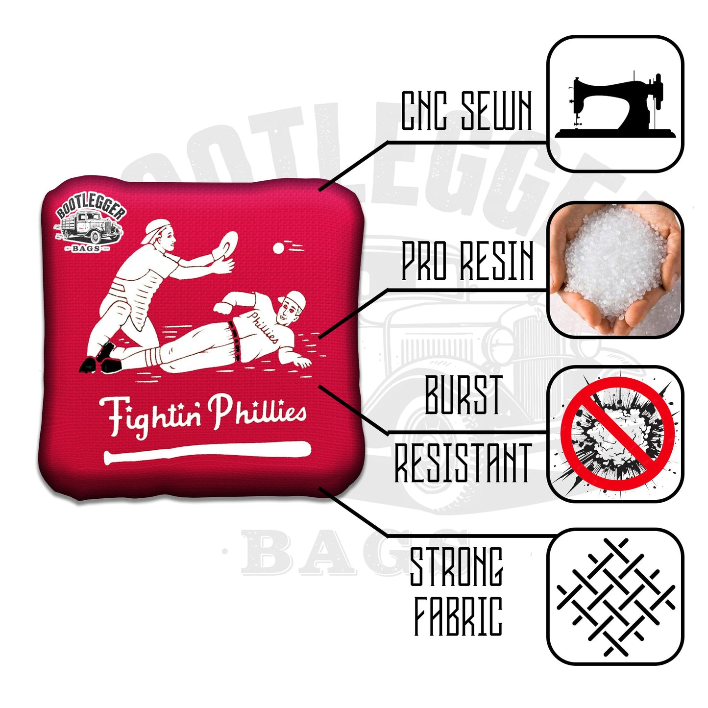 Philadelphia Fightin Phillies Fan Art Cornhole Bags