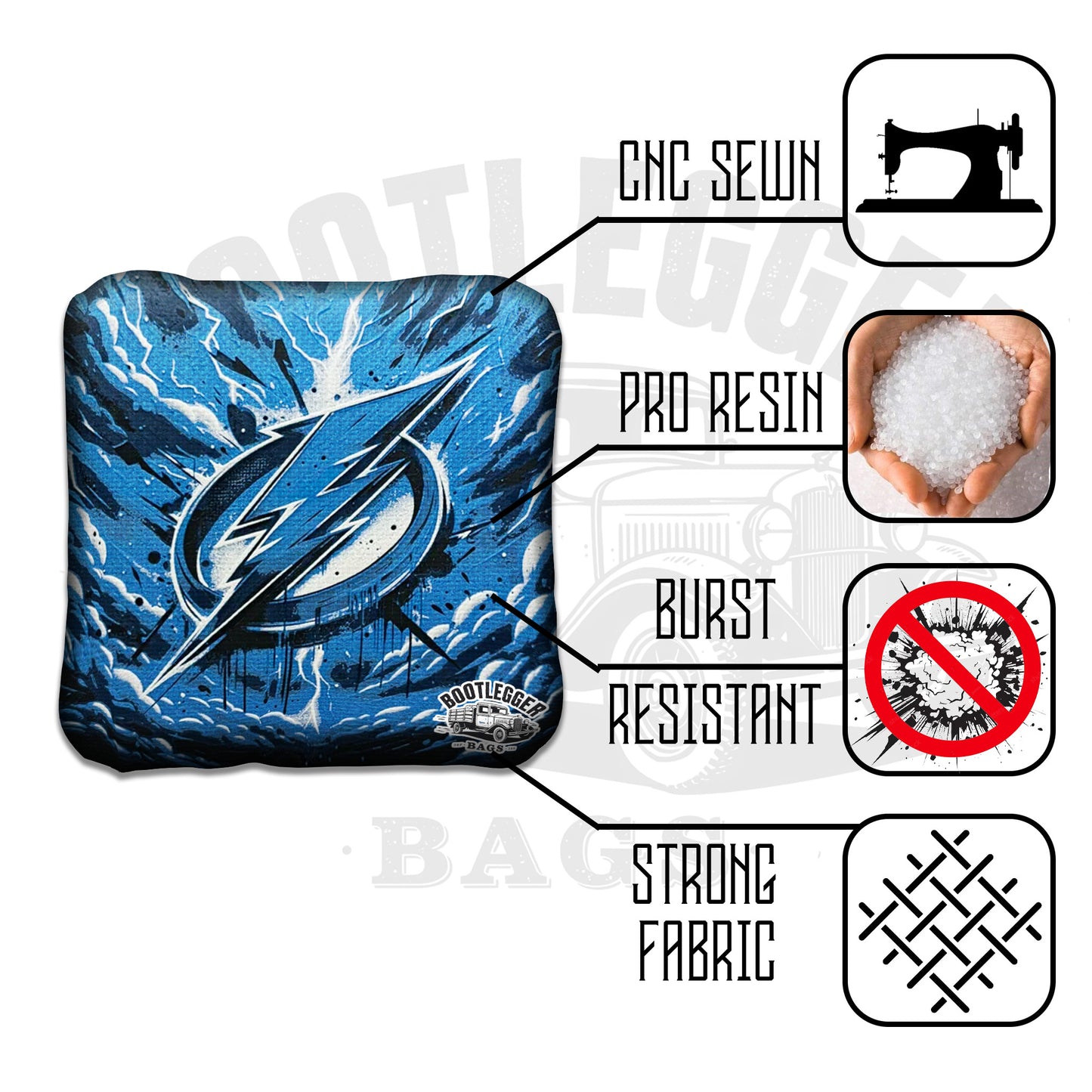Tampa Bay Lightning Fan Art Cornhole Bags