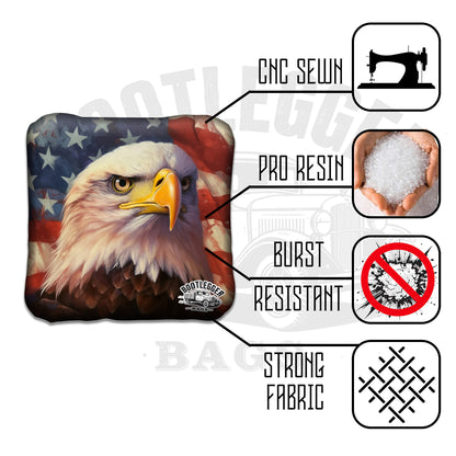 RWB American Flag with Eagle Cornhole Bags