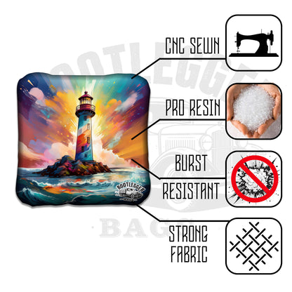 Watercolor Lighthouse Cornhole Bags
