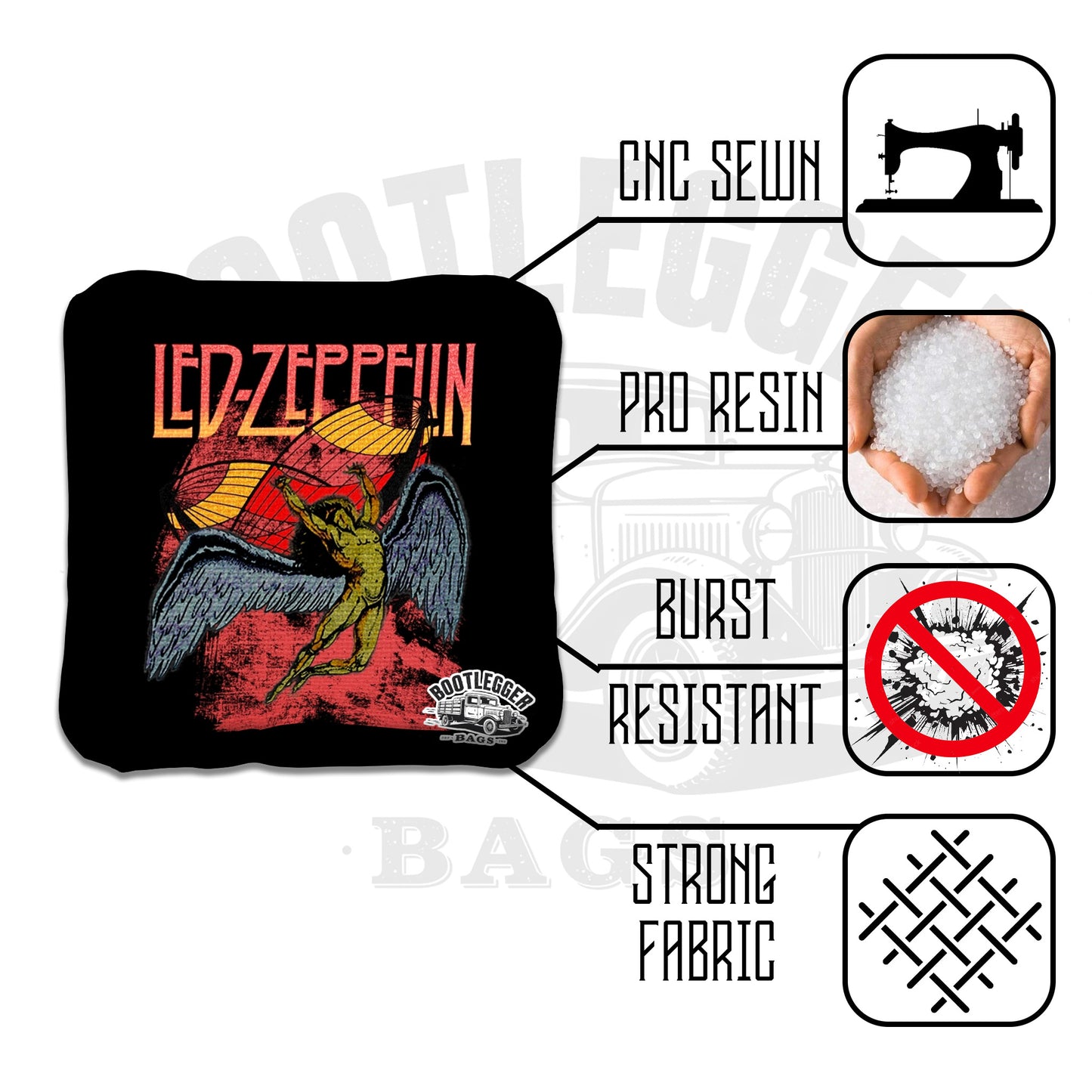 Led Zepplin Fan Art Cornhole Bags
