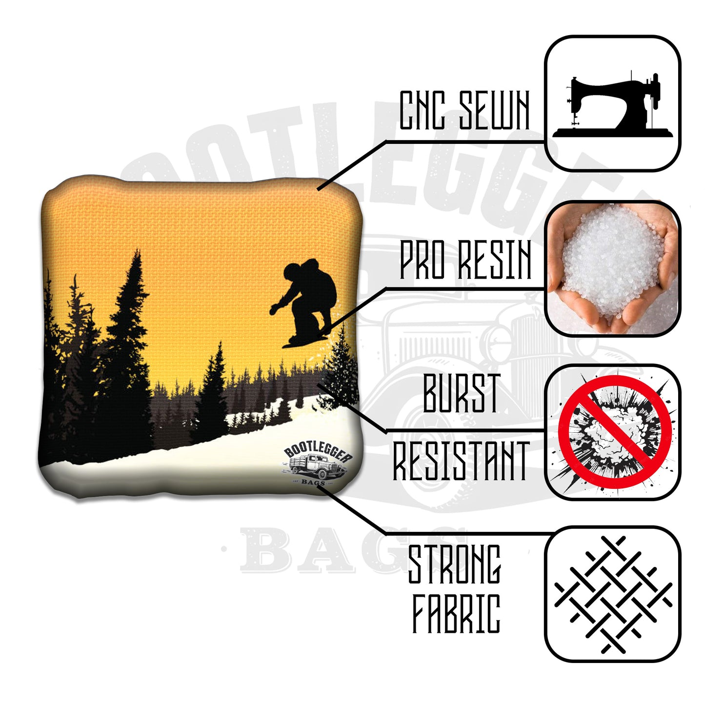 Snow Boarding Cornhole Bags