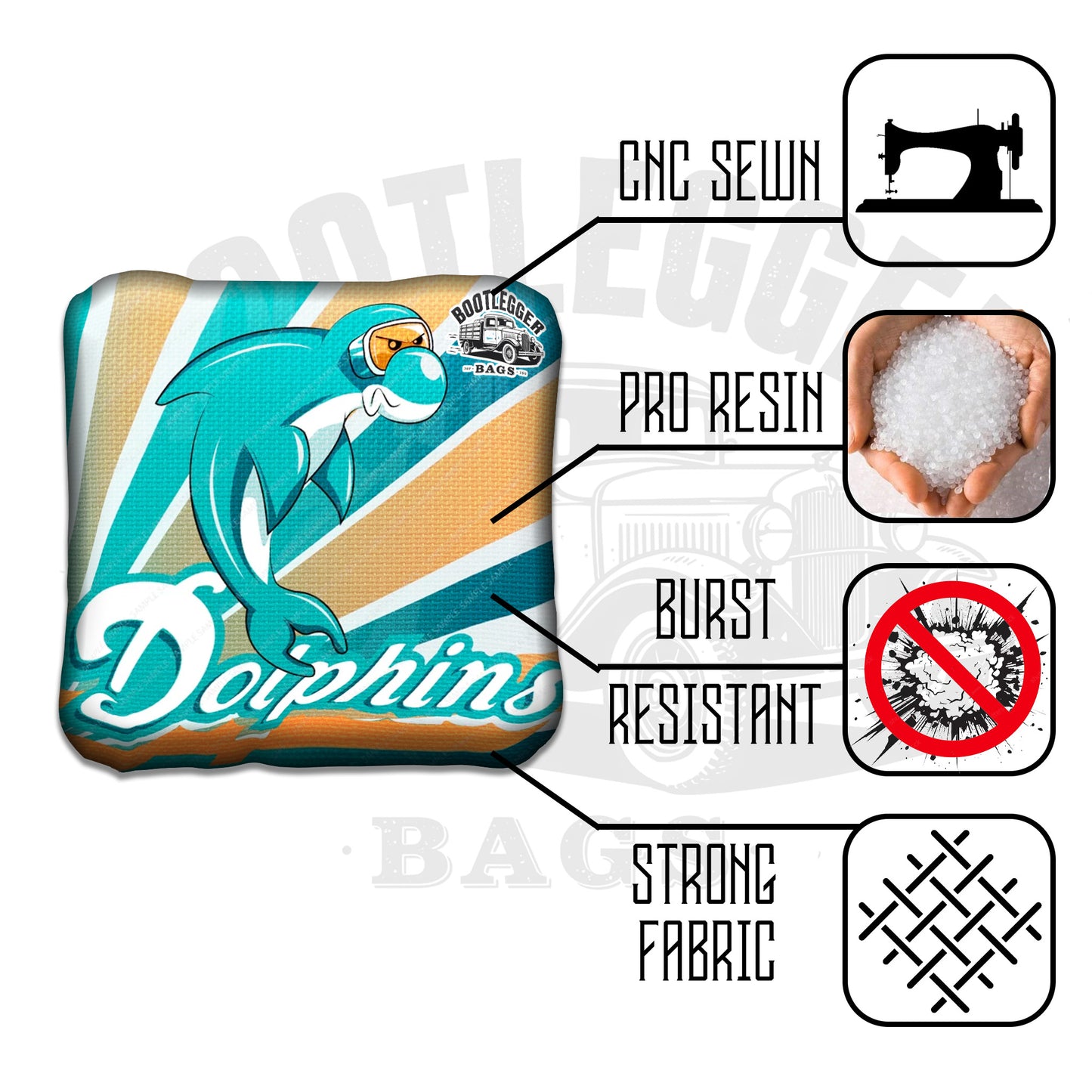 Miami Dolphins Fan Art Cornhole Bags