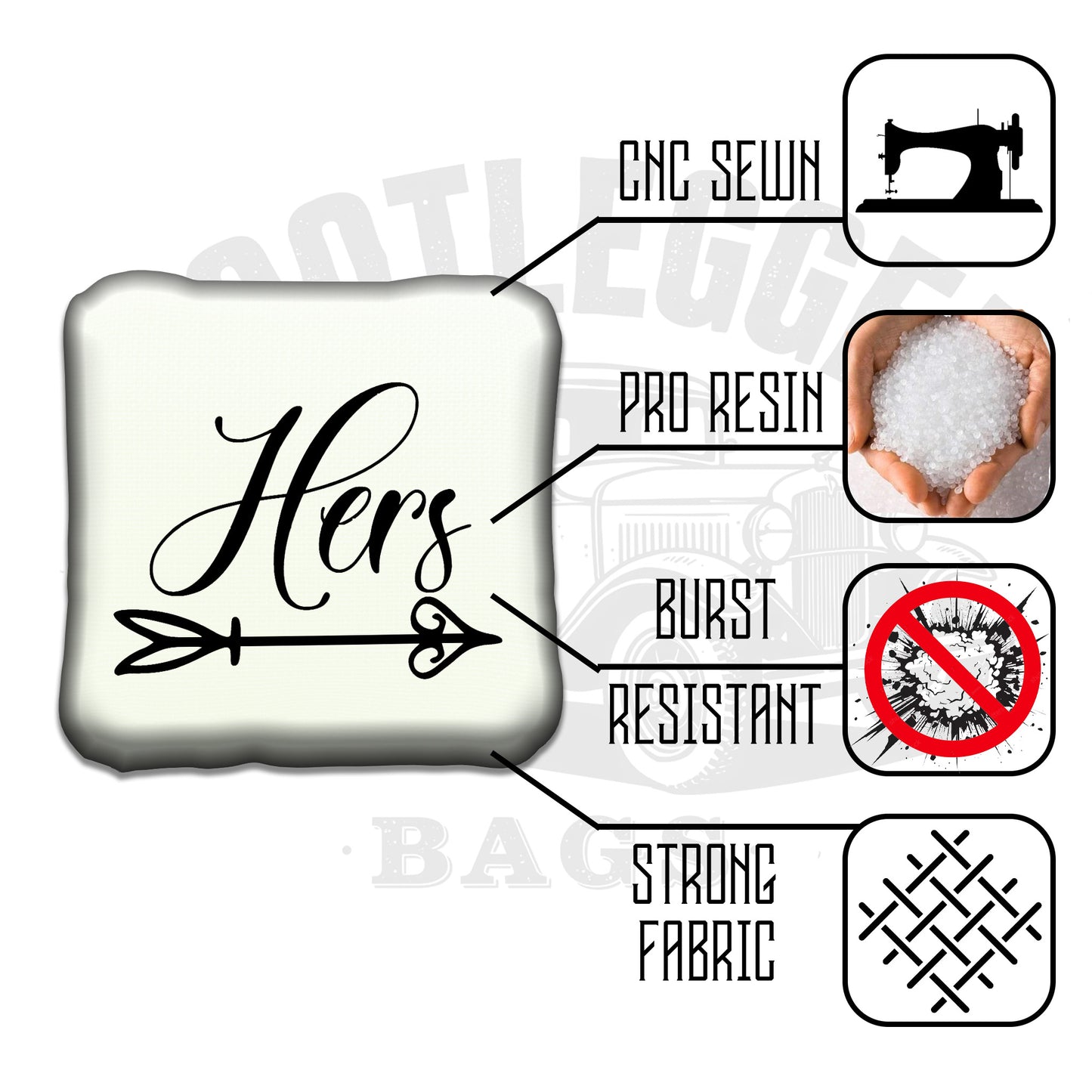 His and Hers Arrow Wedding Cornhole Bags