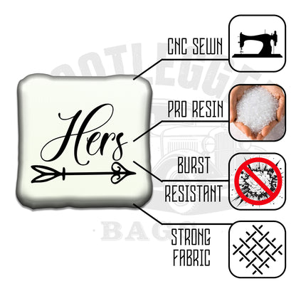 His and Hers Arrow Wedding Cornhole Bags