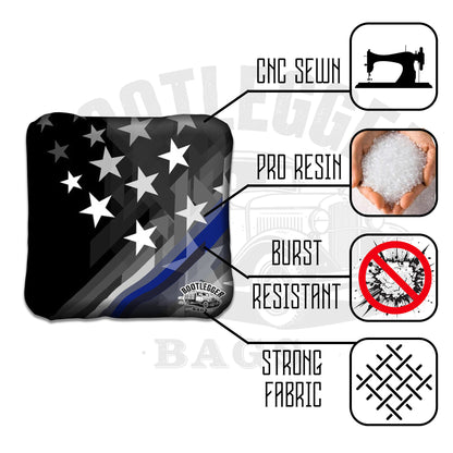 Thin Blue Line Splatter Flag Cornhole Bags