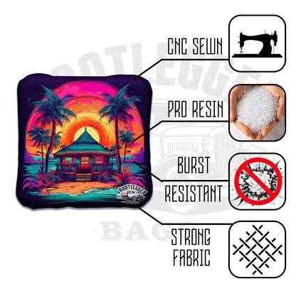 Beach Tiki Hut Oasis Cornhole Bags