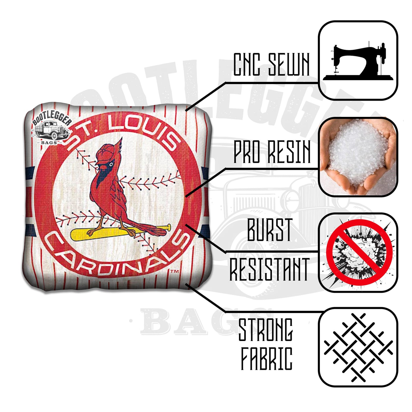 St Louis Cardinals Retro Logo Fan Art Cornhole Bags
