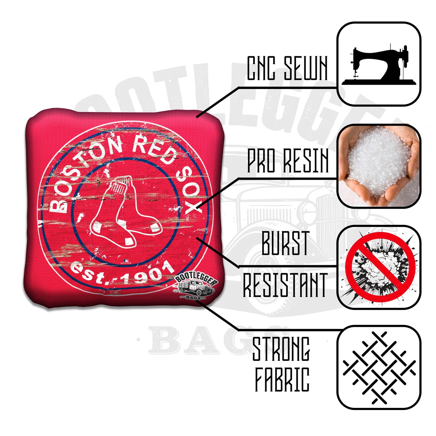 Boston Red Sox Fan Art Cornhole Bags