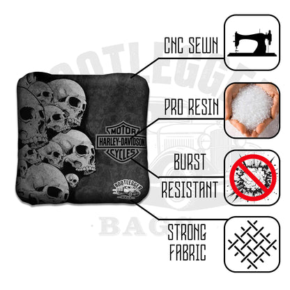 Harley Davidson Skulls and Smoke Cornhole Bags