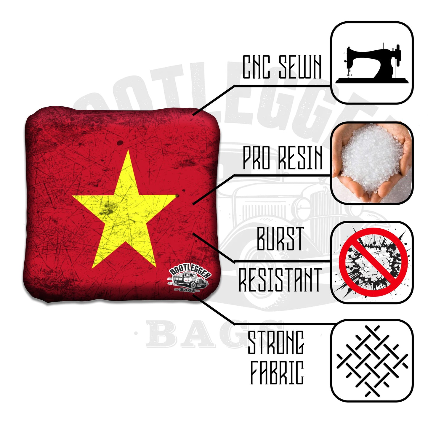 Vietnamese and American Flag Cornhole Bags