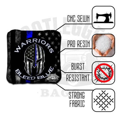 Thin Blue Line Warriors Bleed Blue Cornhole Bags