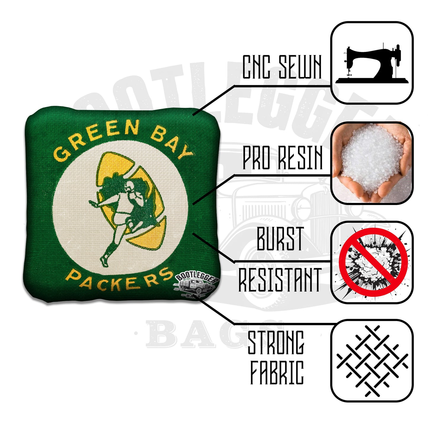 Green Bay Packers Fan Art Cornhole Bags