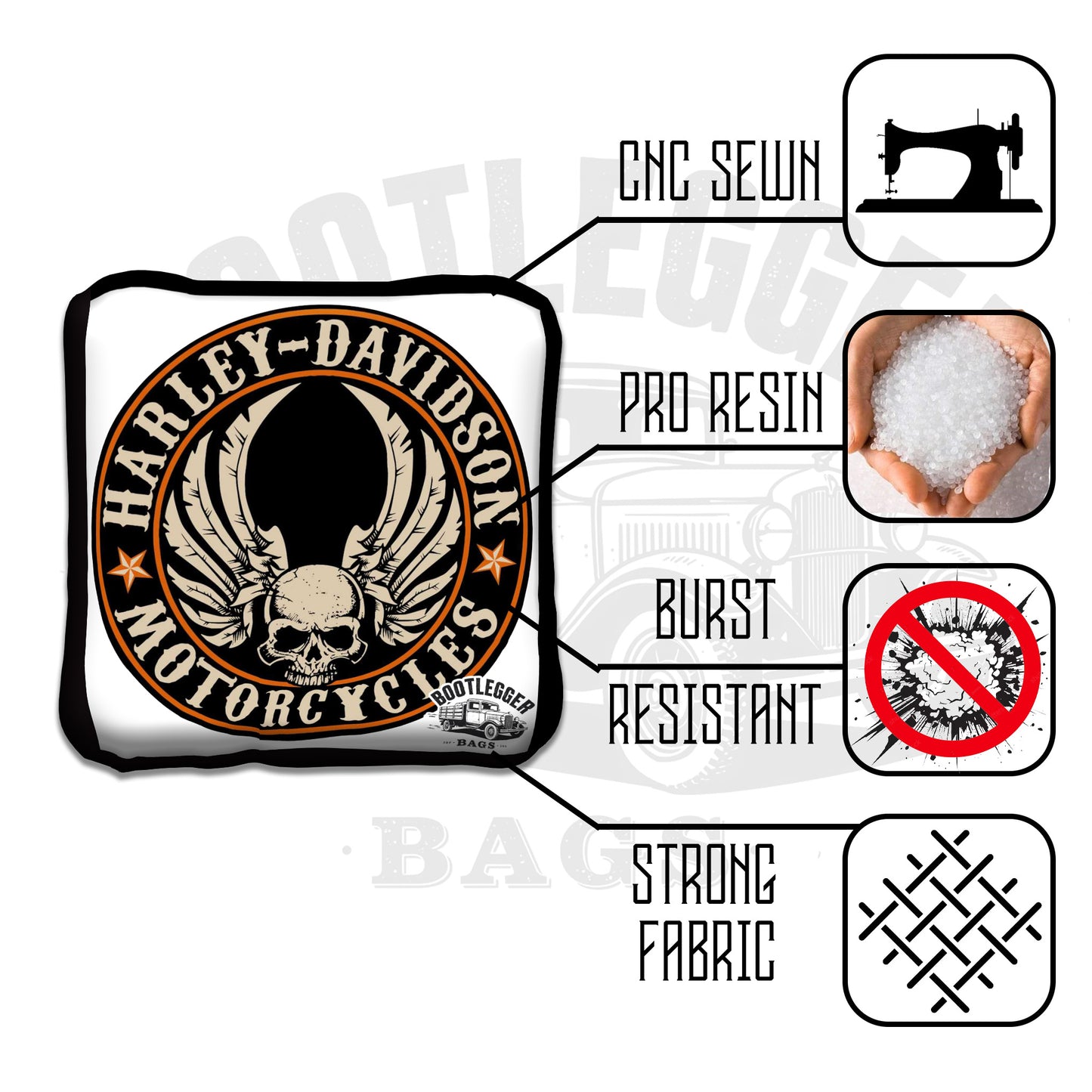 Harley Davidson Bricks and Skulls Cornhole Bags