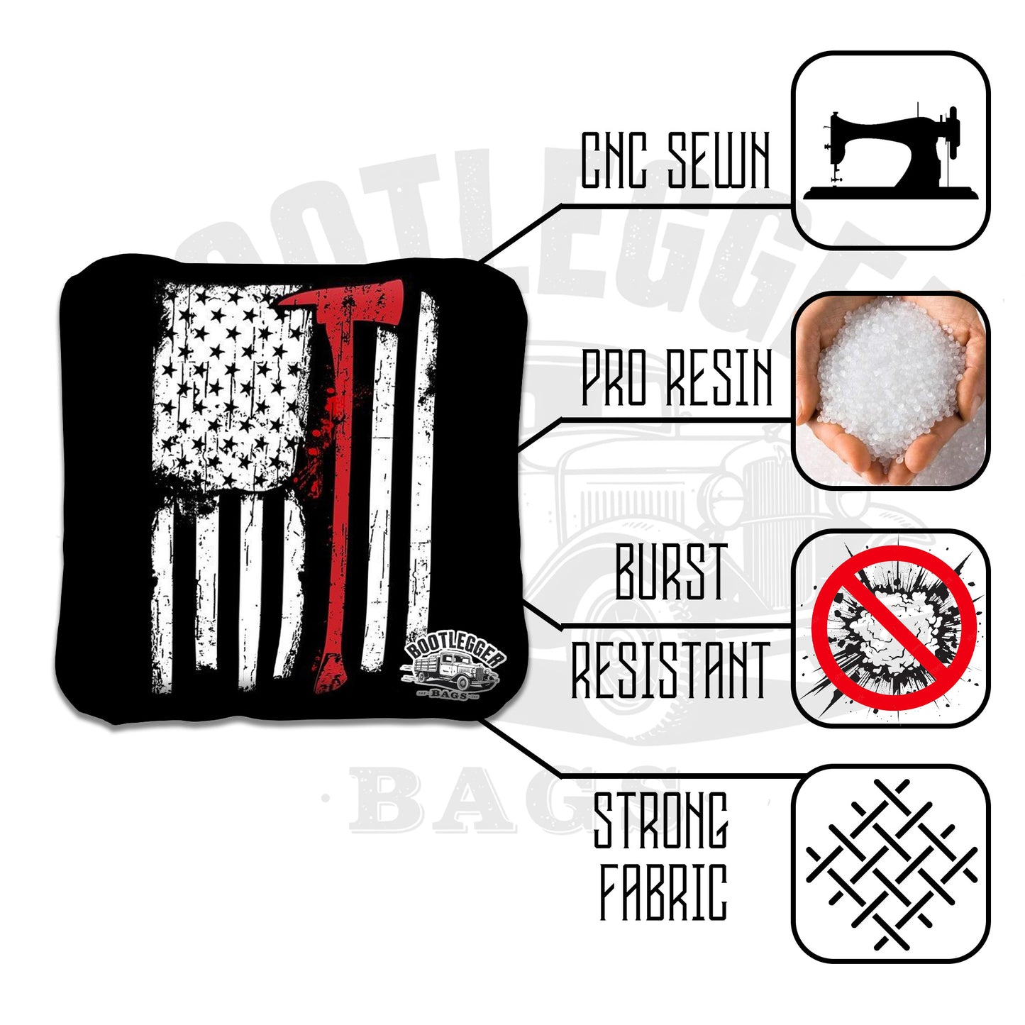 Thin Red Line Flag and Badge Cornhole Bags