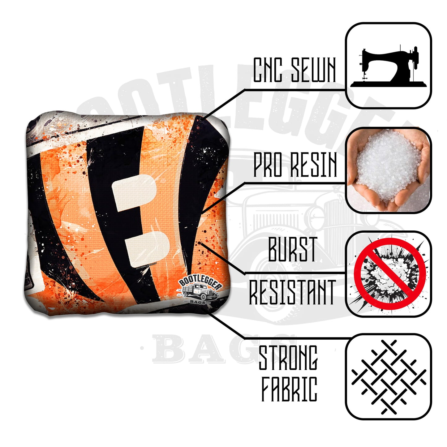 Cincinnati Bengals Fan Art Cornhole Bags