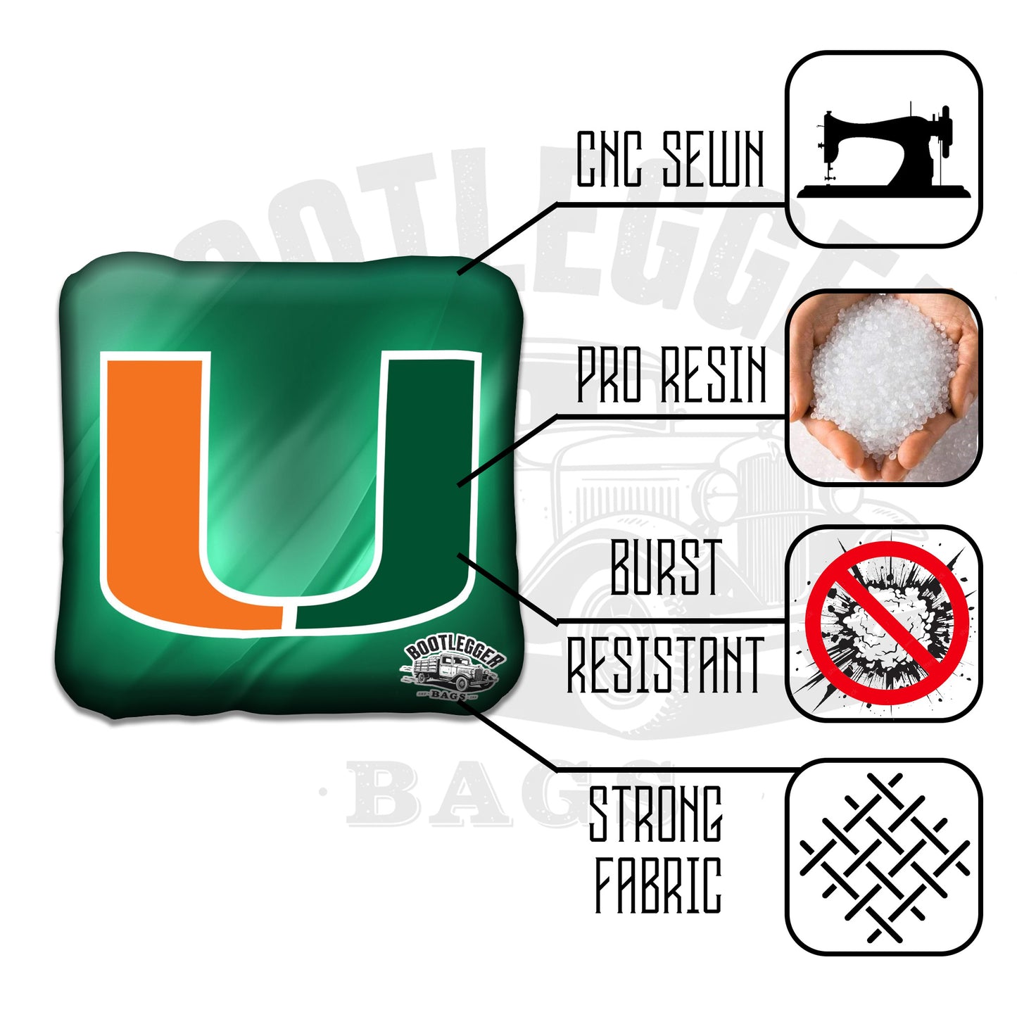 Miami Hurricanes Cornhole Bags