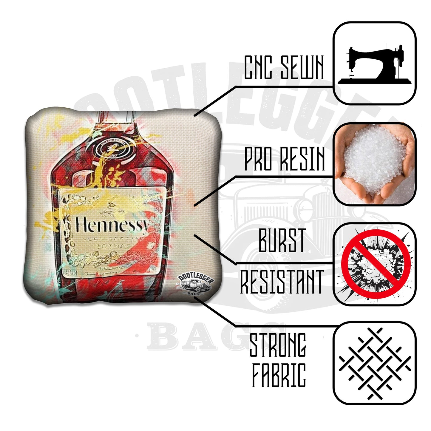 Hennessy Fan Art Cornhole Bags