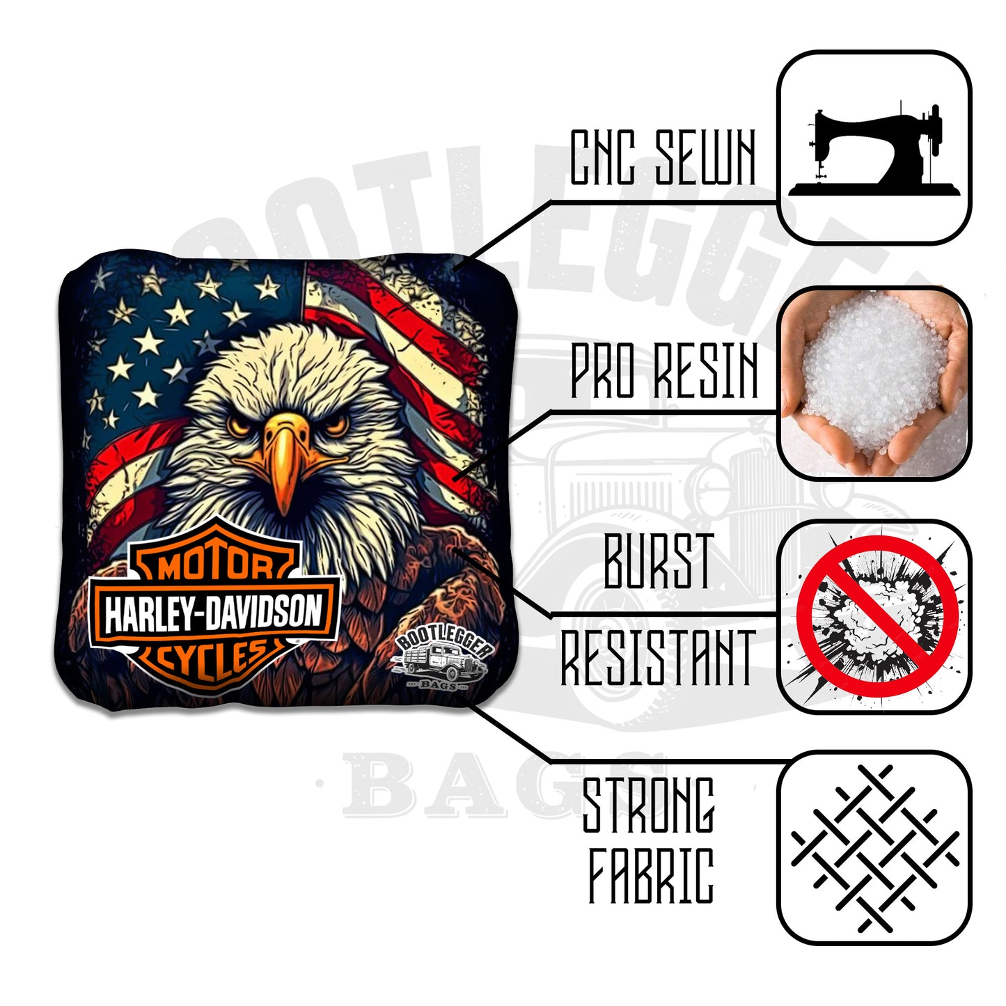 Harley Davidson Eagle and Skull Cornhole Bags