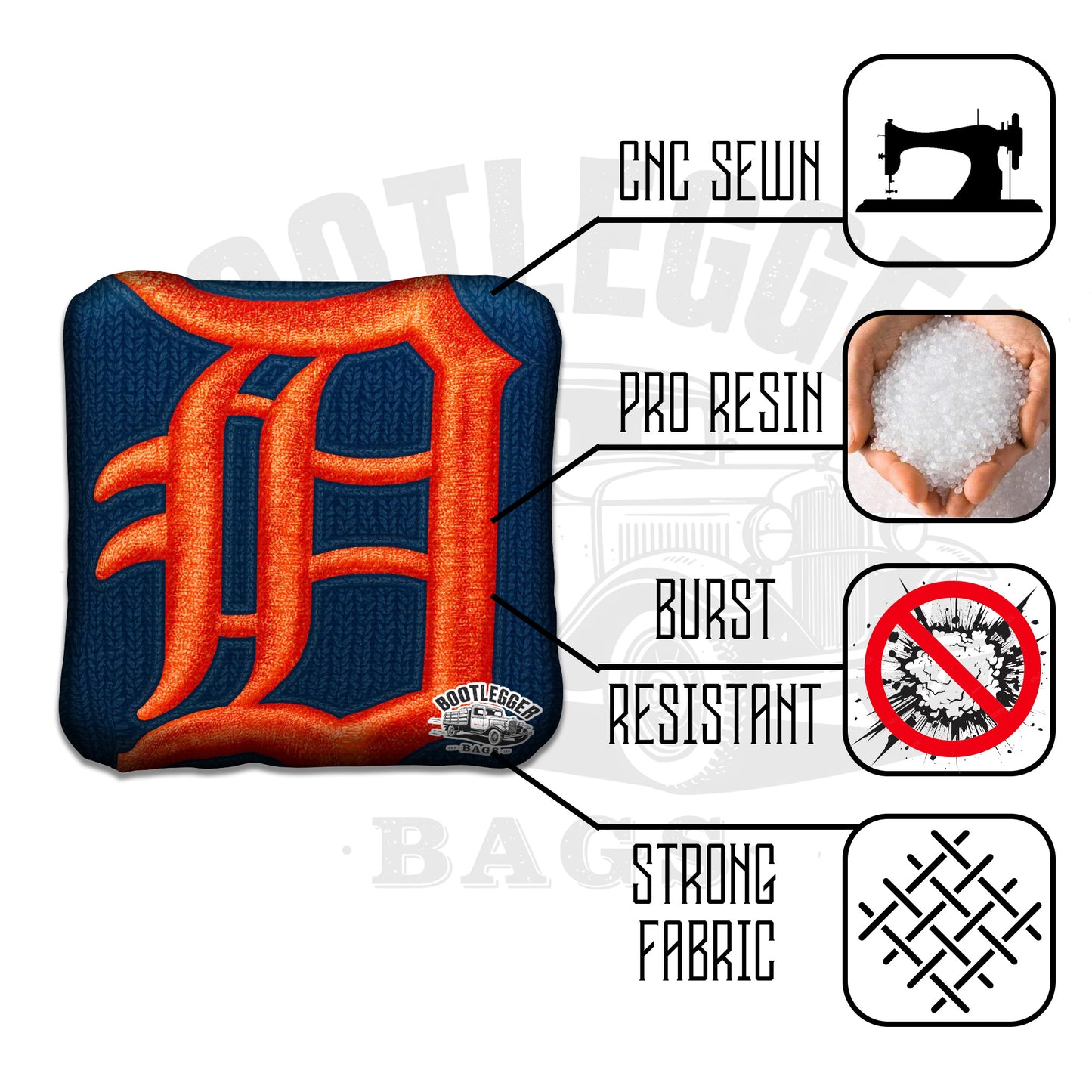 Detroit Tigers Fan Art Cornhole Bags