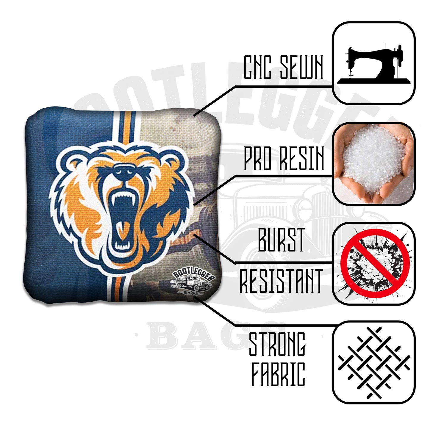 Chicago Bears Fan Art Cornhole Bags