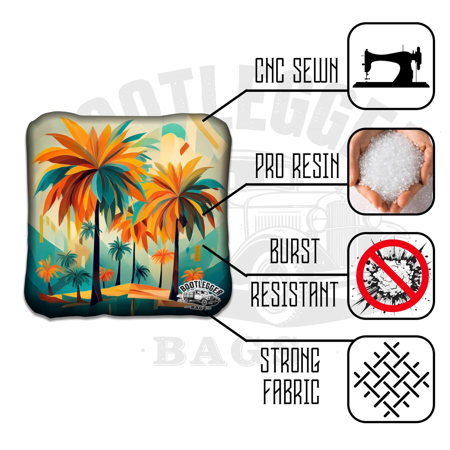 Palm Trees and Waves Tropical Cornhole Bags