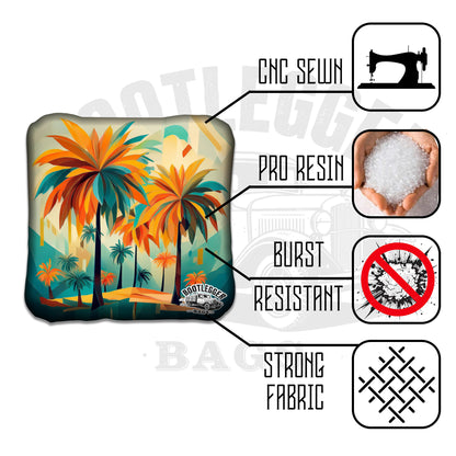 Palm Trees and Waves Tropical Cornhole Bags