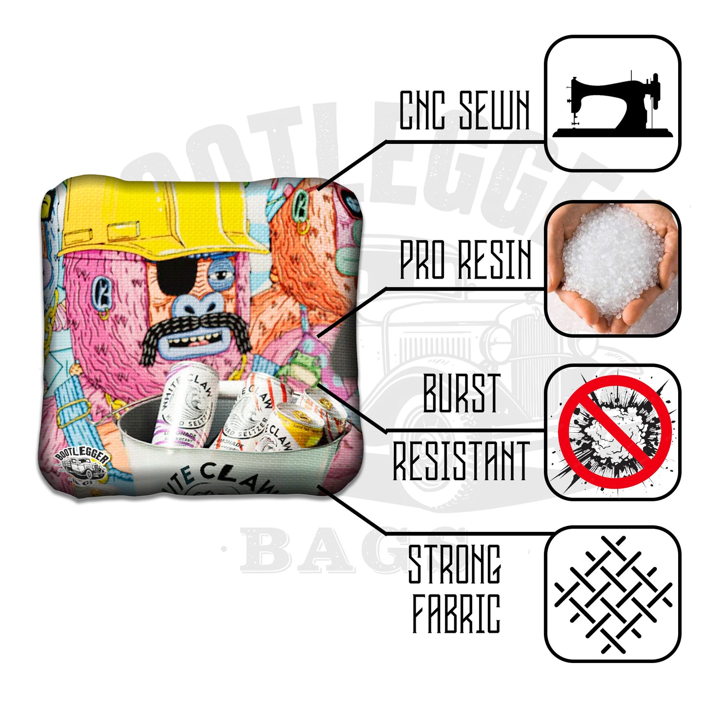 White Claw Fan Art Cornhole Bags