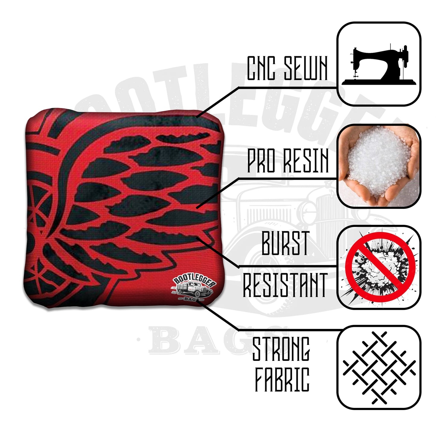 Detroit Red Wings Fan Art Cornhole Bags