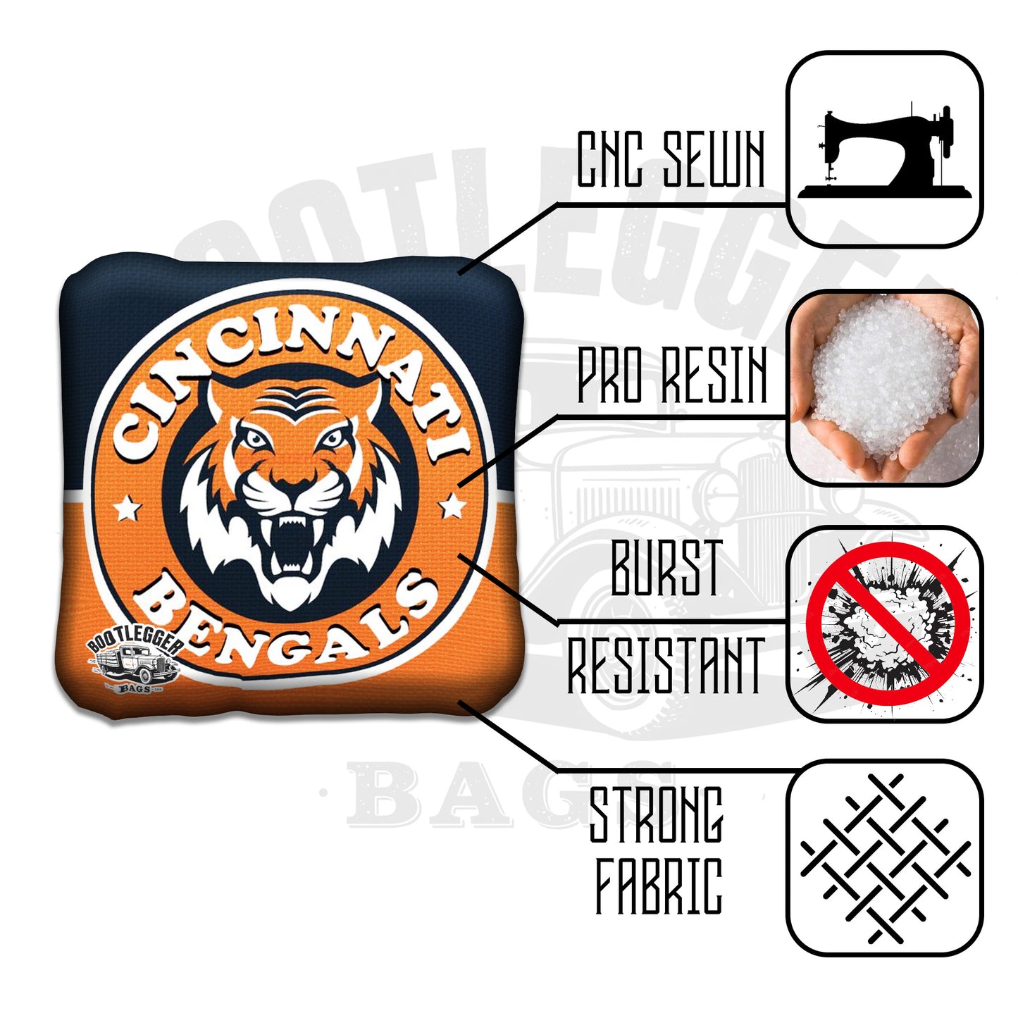 Cincinnati Bengals Rebrand Fan Art Cornhole Bags