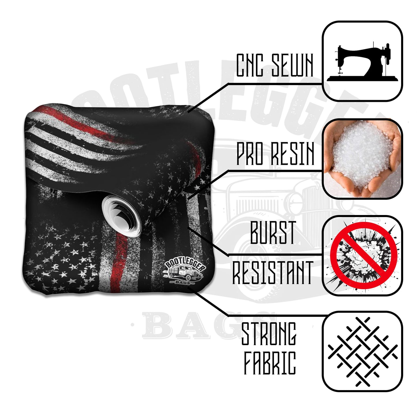 Thin Red Line Tape Line Cornhole Bags