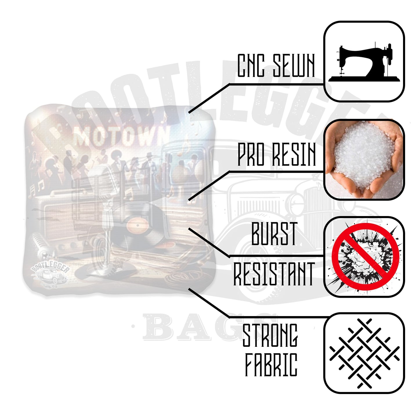 Motown Themed Cornhole Bags