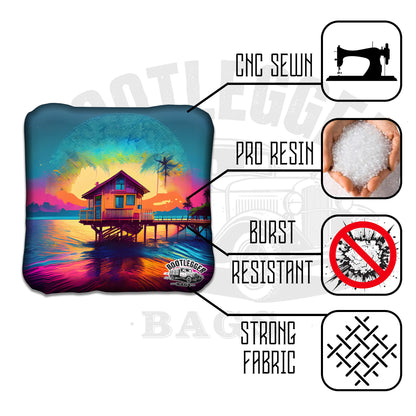Tropical Beach Oasis Cornhole Bags