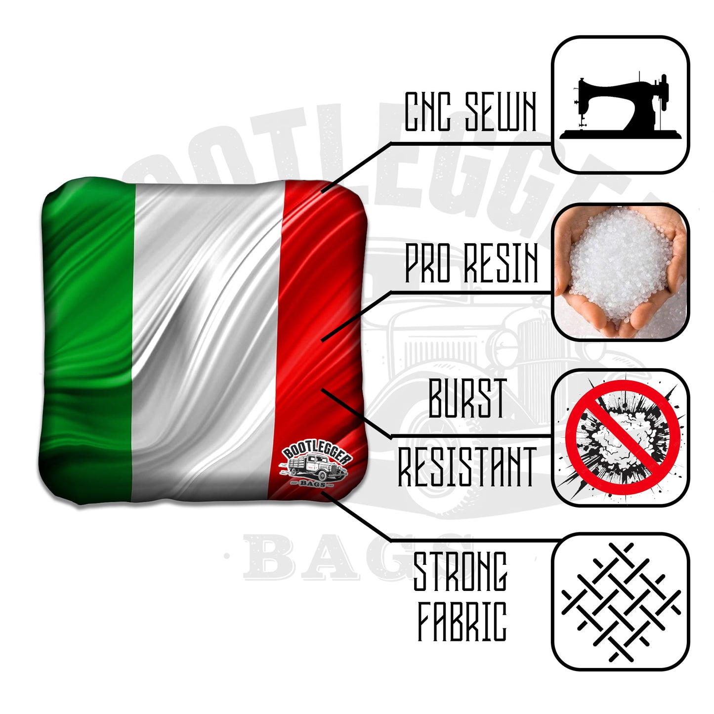 Italian and American Flag Cornhole Bags