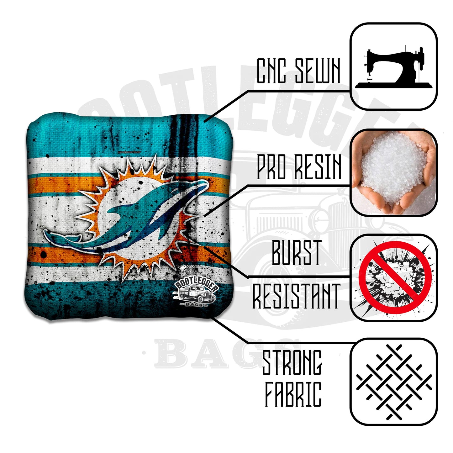 Miami Dolphins Fan Art Cornhole Bags
