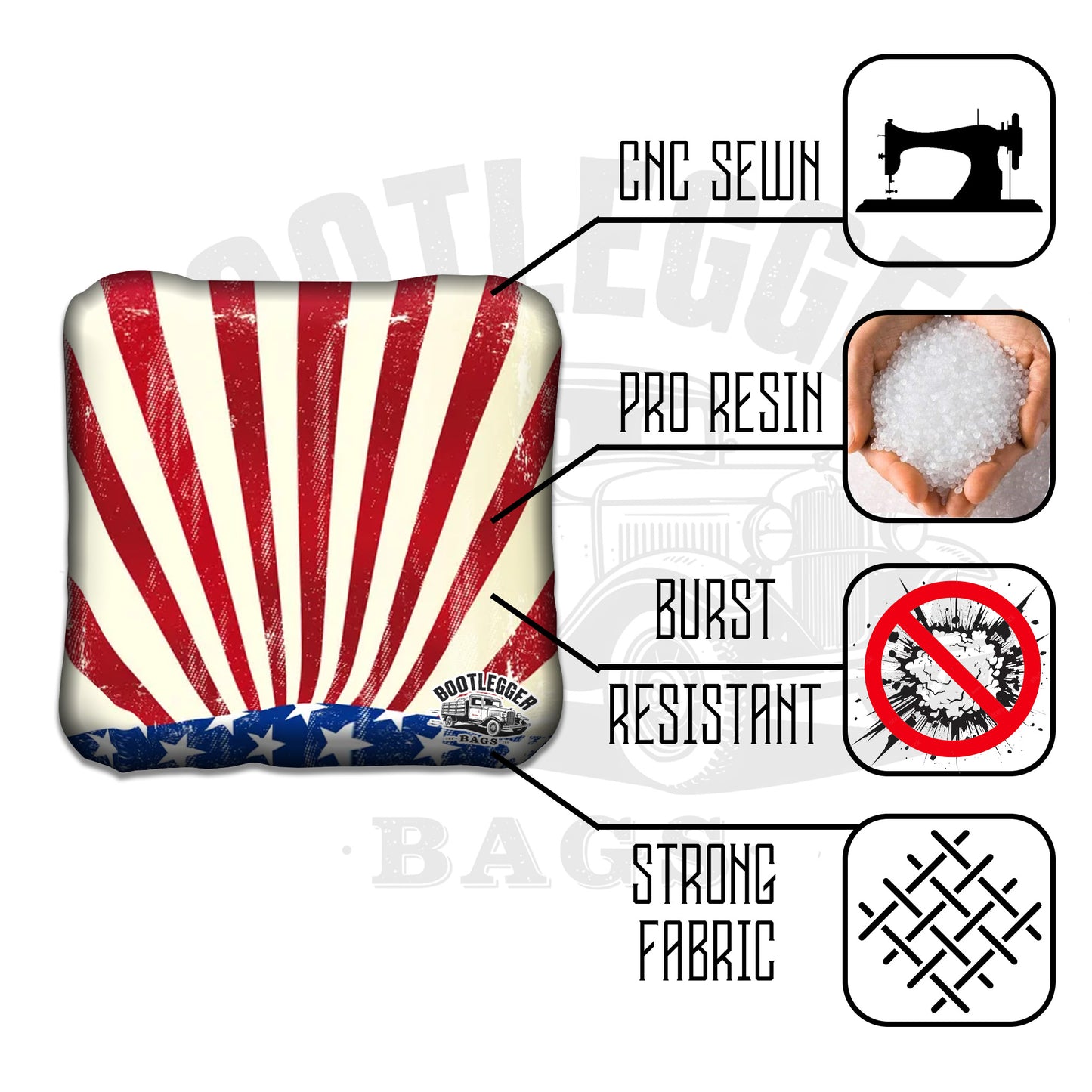 American Flag Striped Pattern Cornhole Bags