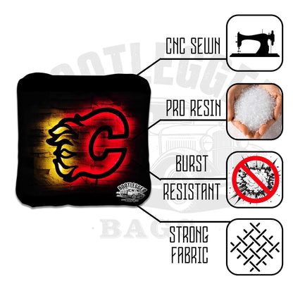 Calgary Flames Fan Art Cornhole Bags
