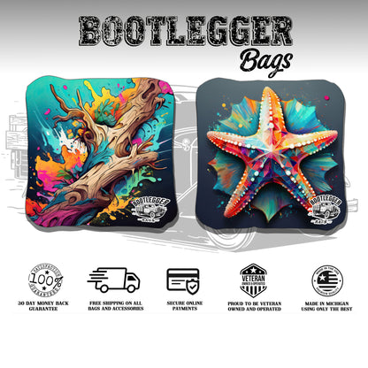 Starfish and Driftwood Tropical Watercolor Cornhole Bags