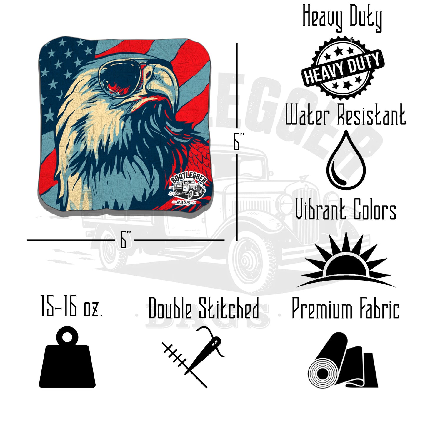 Retro Eagles on American Flags Cornhole Bags