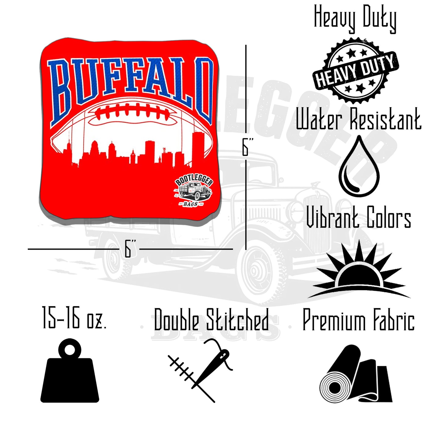 Buffalo Football Skyline Fan Art Cornhole Bags