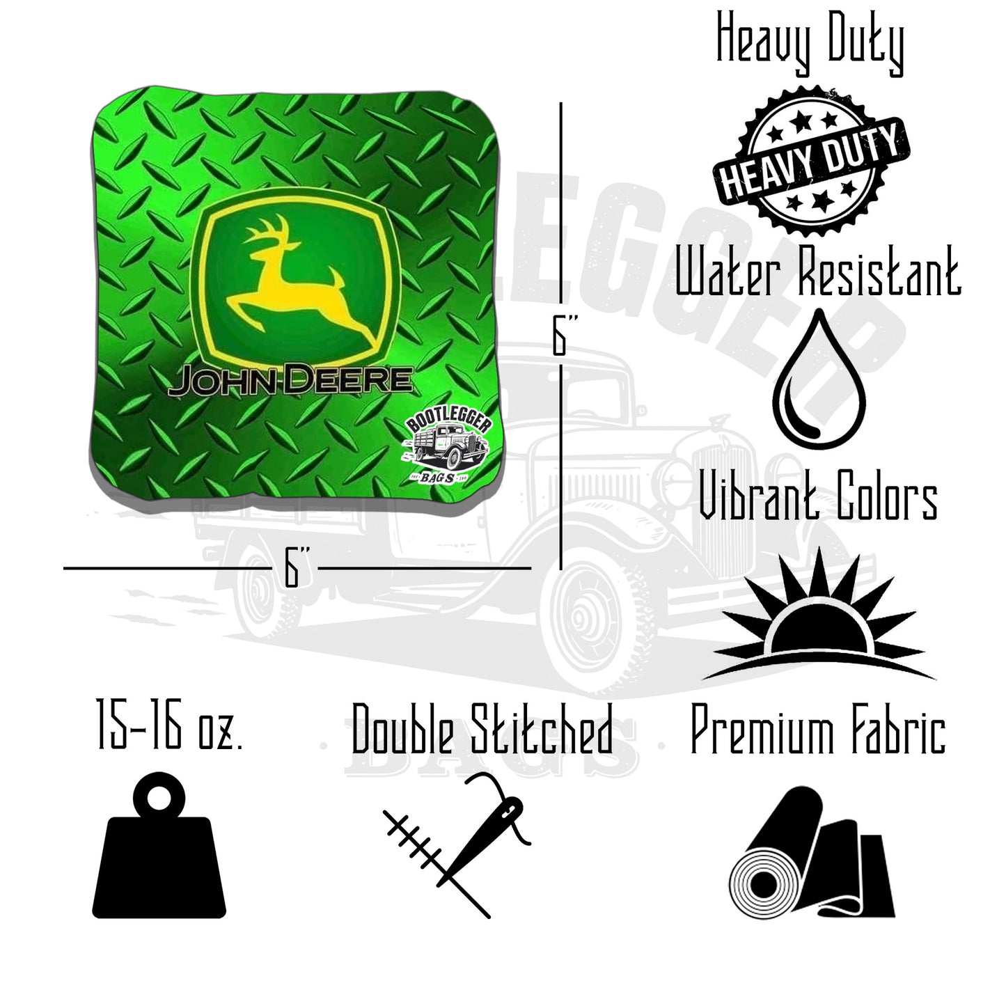 John Deere Green Gun Metal Cornhole Bags