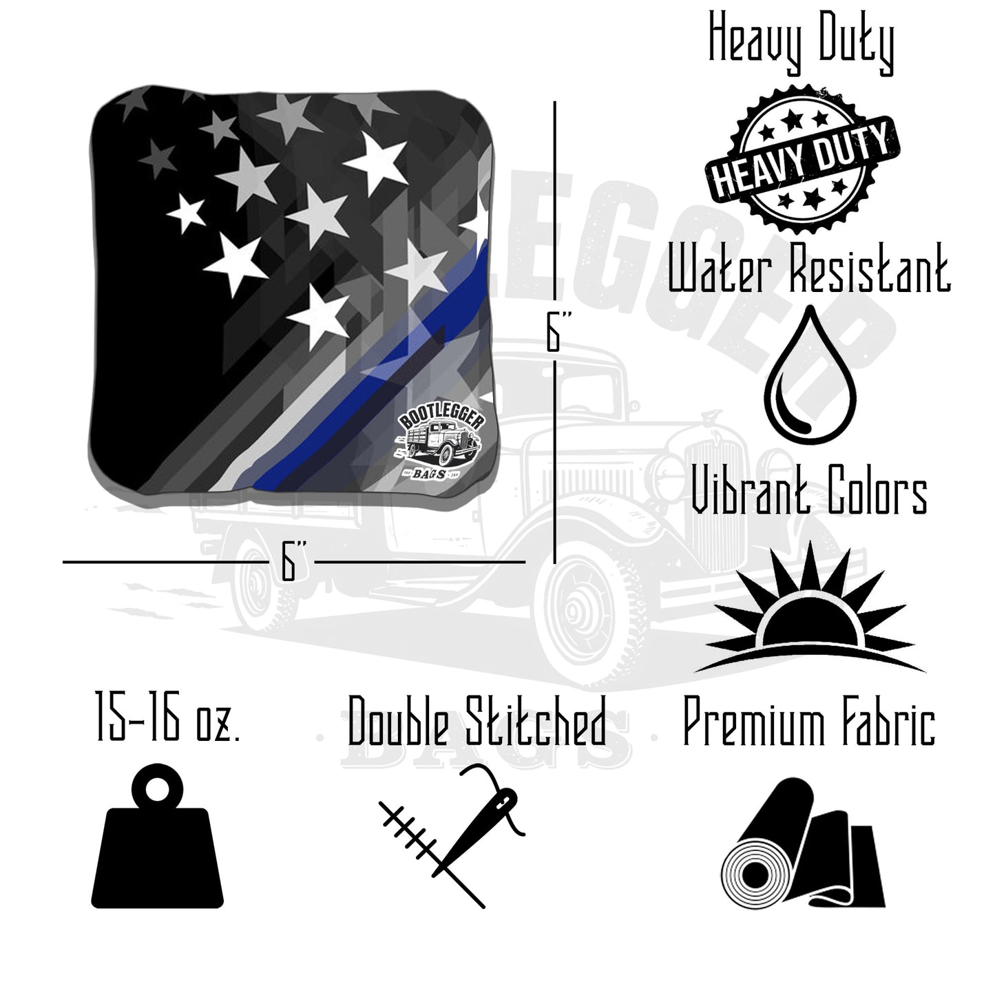 Thin Blue Line Splatter Flag Cornhole Bags