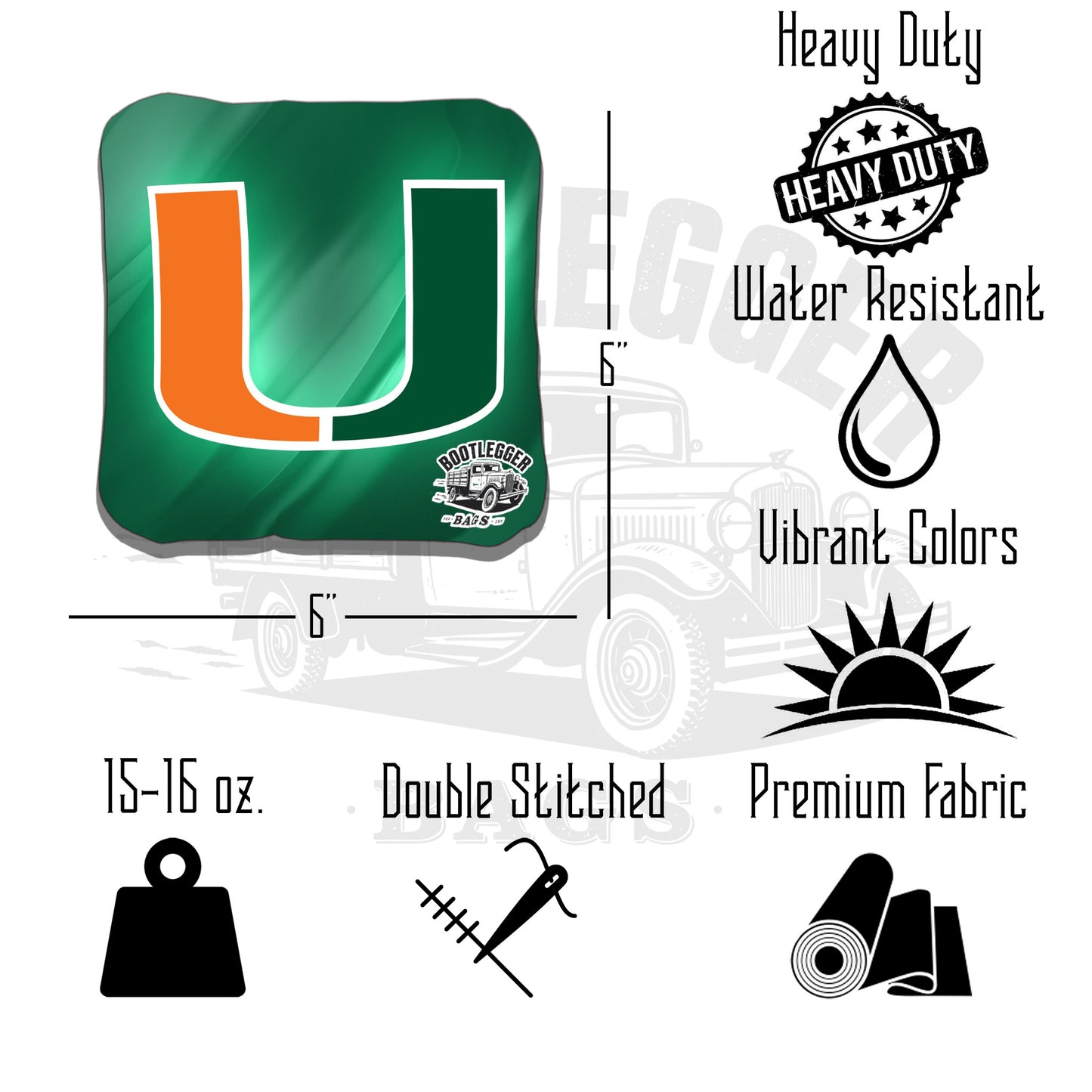 Miami Hurricanes Cornhole Bags