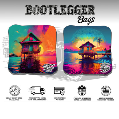 Tropical Beach Oasis Cornhole Bags