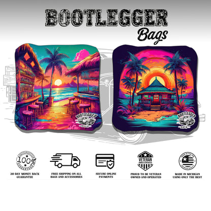 Beach Tiki Hut Oasis Cornhole Bags