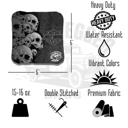 Harley Davidson Skulls and Smoke Cornhole Bags