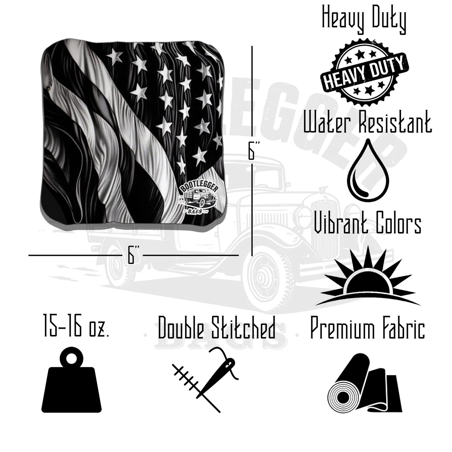 Black and White American Flag and Eagle Cornhole Bags