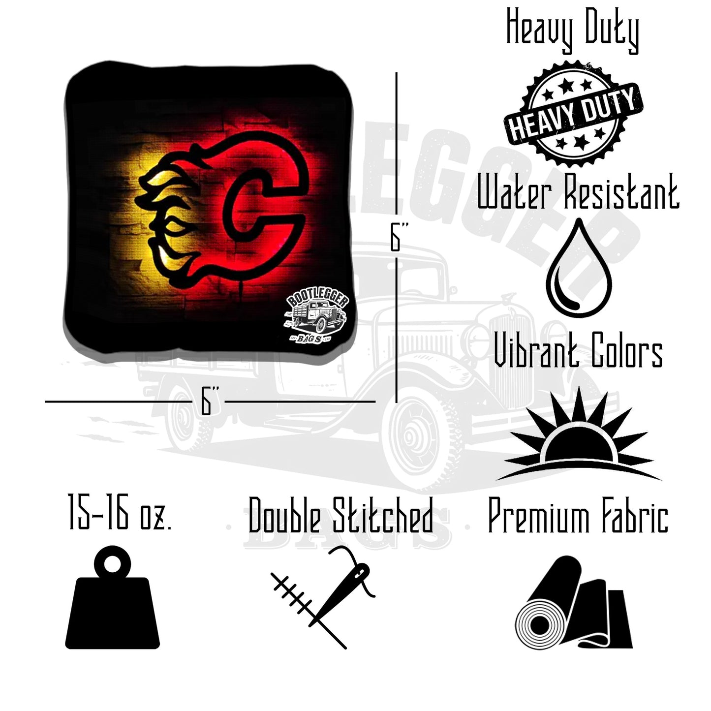 Calgary Flames Fan Art Cornhole Bags