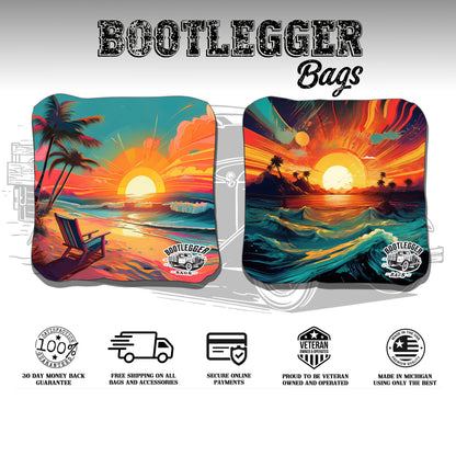 Sunsets in Paradise Tropical Cornhole Bags